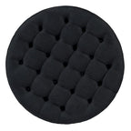 Tavolino da caffè rotondo con pouf, in nero e marrone / bianco avorio, con ripiano, capitonné, a 2 livelli, 1 posto