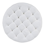 Tavolino da caffè rotondo con pouf, in nero e marrone / bianco avorio, con ripiano, capitonné, a 2 livelli, 1 posto