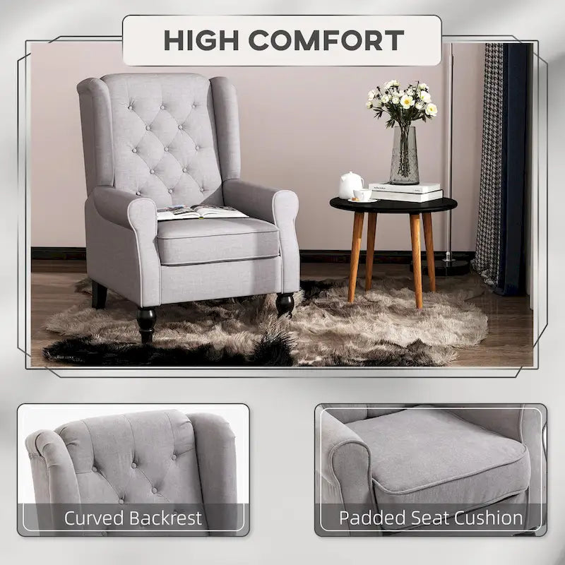 Poltrona d'accento chesterfield grigia, 1 posto