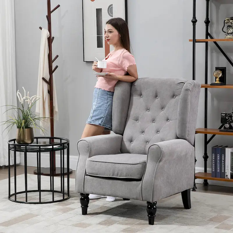 Poltrona d'accento chesterfield grigia, 1 posto