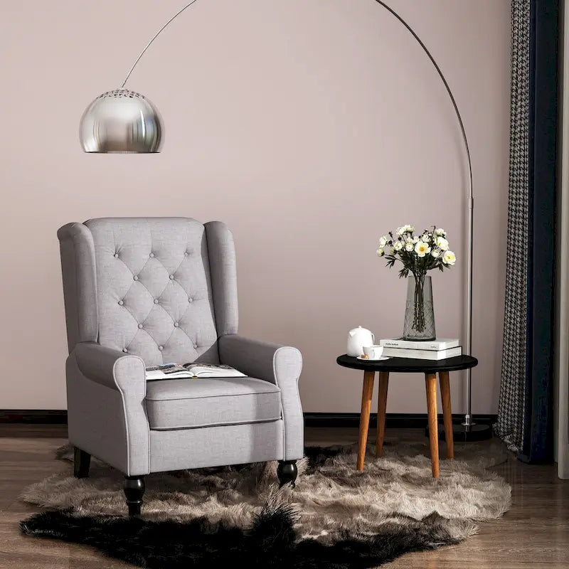Poltrona d'accento chesterfield grigia, 1 posto