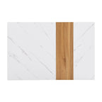 Tavolino Rettangolare con 2 Cassetti, Nero/Bianco, Effetto Marmo e Venature del Legno, Montaggio per 1 Persona