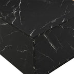 Tavolino Rettangolare con 2 Cassetti, Nero/Bianco, Effetto Marmo e Venature del Legno, Montaggio per 1 Persona