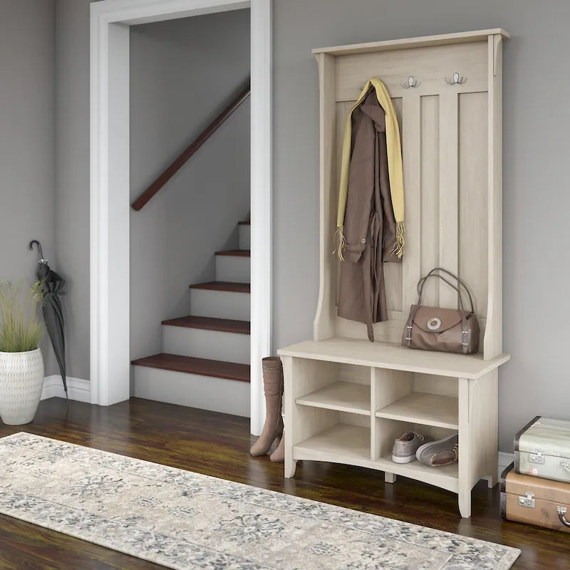 Appendiabiti da ingresso con scarpiera e panca – 7 colori, stile Mission, 1 persona