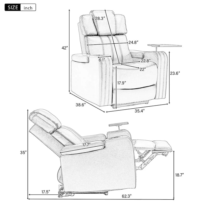 Poltrona reclinabile elettrica in similpelle Nera / Blu / Grigia, Posto Singolo, Portata 136 kg