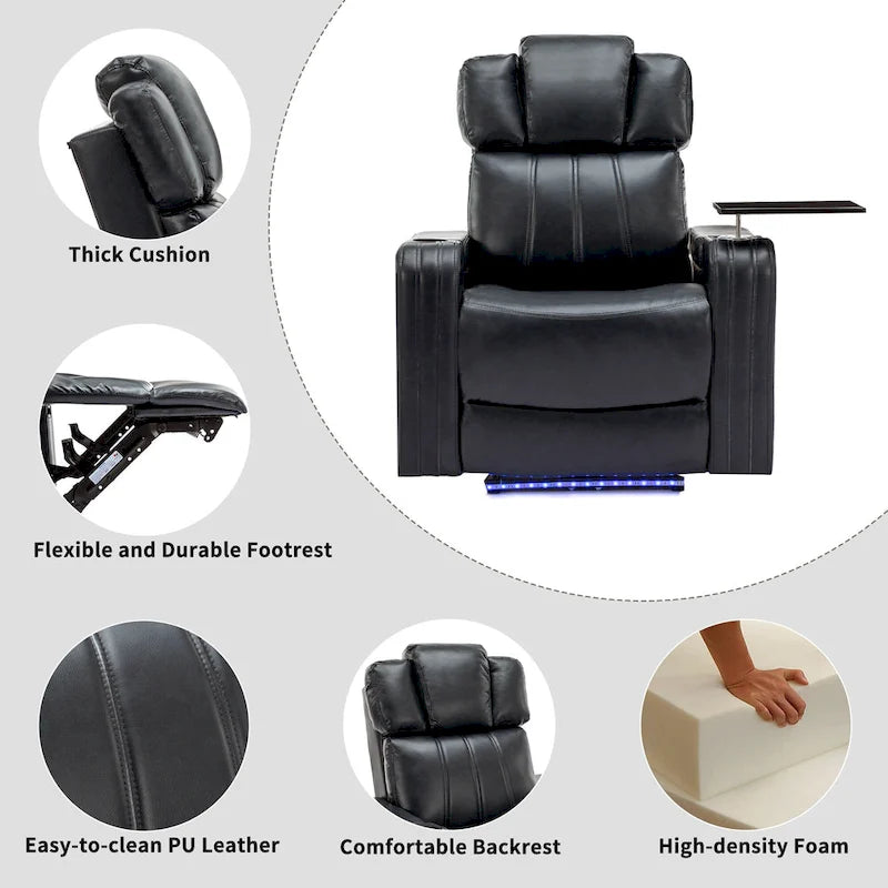 Poltrona reclinabile elettrica in similpelle Nera / Blu / Grigia, Posto Singolo, Portata 136 kg