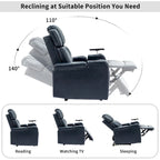 Poltrona reclinabile elettrica in similpelle Nera / Blu / Grigia, Posto Singolo, Portata 136 kg