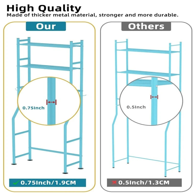 Scaffale portaoggetti da bagno da posizionare sopra il WC a 3 livelli, scaffale in metallo autoportante con 4 ganci, nero/bianco/rosa/blu/viola