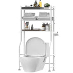 Scaffale portaoggetti da bagno da posizionare sopra il WC a 3 livelli, scaffale in metallo autoportante con 4 ganci, nero/bianco/rosa/blu/viola