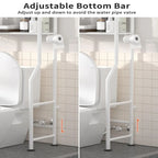 Scaffale portaoggetti da bagno da posizionare sopra il WC a 3 livelli, scaffale in metallo autoportante con 4 ganci, nero/bianco/rosa/blu/viola