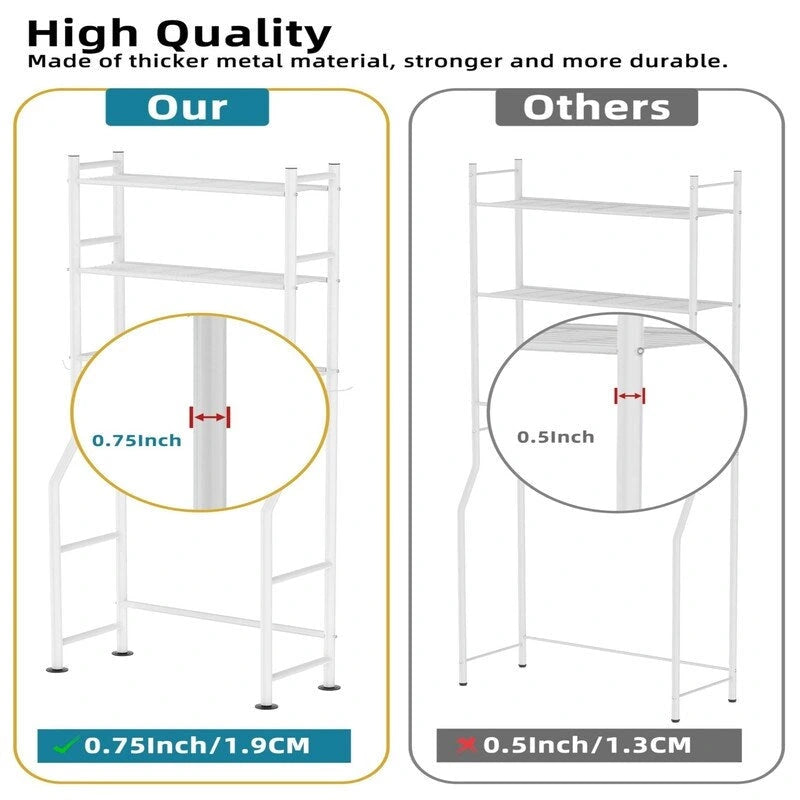 Scaffale portaoggetti da bagno da posizionare sopra il WC a 3 livelli, scaffale in metallo autoportante con 4 ganci, nero/bianco/rosa/blu/viola