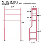 Scaffale portaoggetti da bagno da posizionare sopra il WC a 3 livelli, scaffale in metallo autoportante con 4 ganci, nero/bianco/rosa/blu/viola