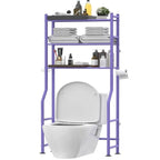 Scaffale portaoggetti da bagno da posizionare sopra il WC a 3 livelli, scaffale in metallo autoportante con 4 ganci, nero/bianco/rosa/blu/viola