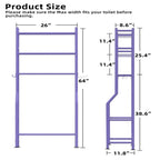 Scaffale portaoggetti da bagno da posizionare sopra il WC a 3 livelli, scaffale in metallo autoportante con 4 ganci, nero/bianco/rosa/blu/viola