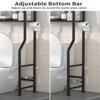Scaffale portaoggetti da bagno da posizionare sopra il WC a 3 livelli, scaffale in metallo autoportante con 4 ganci, nero/bianco/rosa/blu/viola