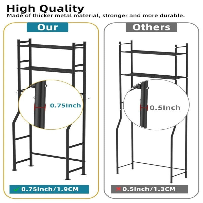 Scaffale portaoggetti da bagno da posizionare sopra il WC a 3 livelli, scaffale in metallo autoportante con 4 ganci, nero/bianco/rosa/blu/viola
