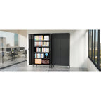Armadio Metallico Nero a 5 Ripiani con Ante Ventilate, 4 Ripiani Regolabili, 180 cm H