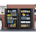 Armadio Metallico Nero a 5 Ripiani con Ante Ventilate, 4 Ripiani Regolabili, 180 cm H