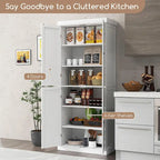 Dispensa da cucina a 4 ante, 6 ripiani, autoportante, bianca/nera
