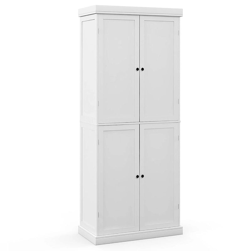 Dispensa da cucina a 4 ante, 6 ripiani, autoportante, bianca/nera
