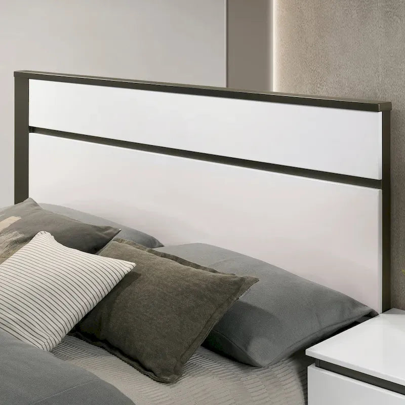 Camera da letto Queen 6 pezzi bianca lucida con porte USB