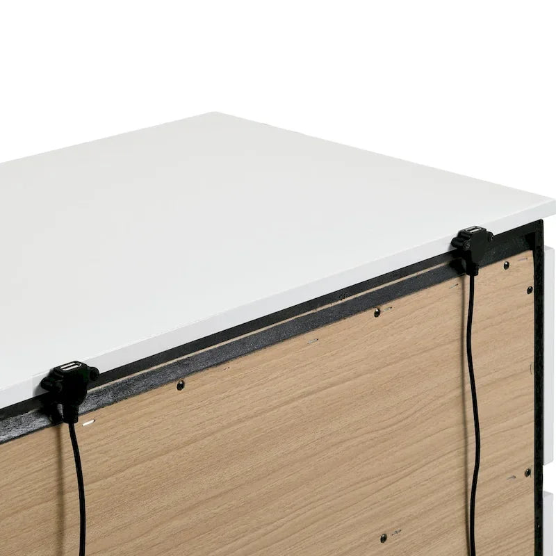 Camera da letto Queen 6 pezzi bianca lucida con porte USB