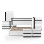 Camera da letto Queen 6 pezzi bianca lucida con porte USB