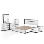 Camera da letto Queen 6 pezzi bianca lucida con porte USB