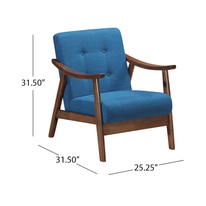 Poltrona d'Appoggio Mid-Century Modern, capitonné, braccioli in legno curvato, grigio scuro / beige / blu navy, 1 posto