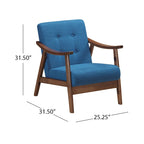 Poltrona d'Appoggio Mid-Century Modern, capitonné, braccioli in legno curvato, grigio scuro / beige / blu navy, 1 posto