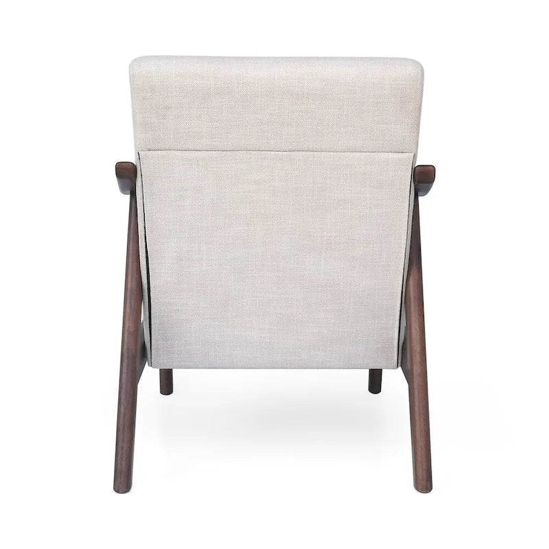 Poltrona d'Appoggio Mid-Century Modern, capitonné, braccioli in legno curvato, grigio scuro / beige / blu navy, 1 posto