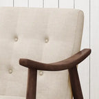Poltrona d'Appoggio Mid-Century Modern, capitonné, braccioli in legno curvato, grigio scuro / beige / blu navy, 1 posto