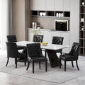 Sedia da pranzo trapuntata in similpelle marrone scuro, set da 6