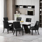 Sedia da pranzo trapuntata in similpelle marrone scuro, set da 6