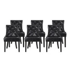 Sedia da pranzo trapuntata in similpelle marrone scuro, set da 6