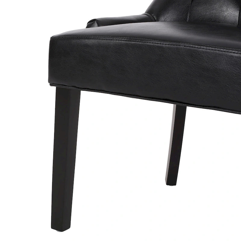 Sedia da pranzo trapuntata in similpelle marrone scuro, set da 6
