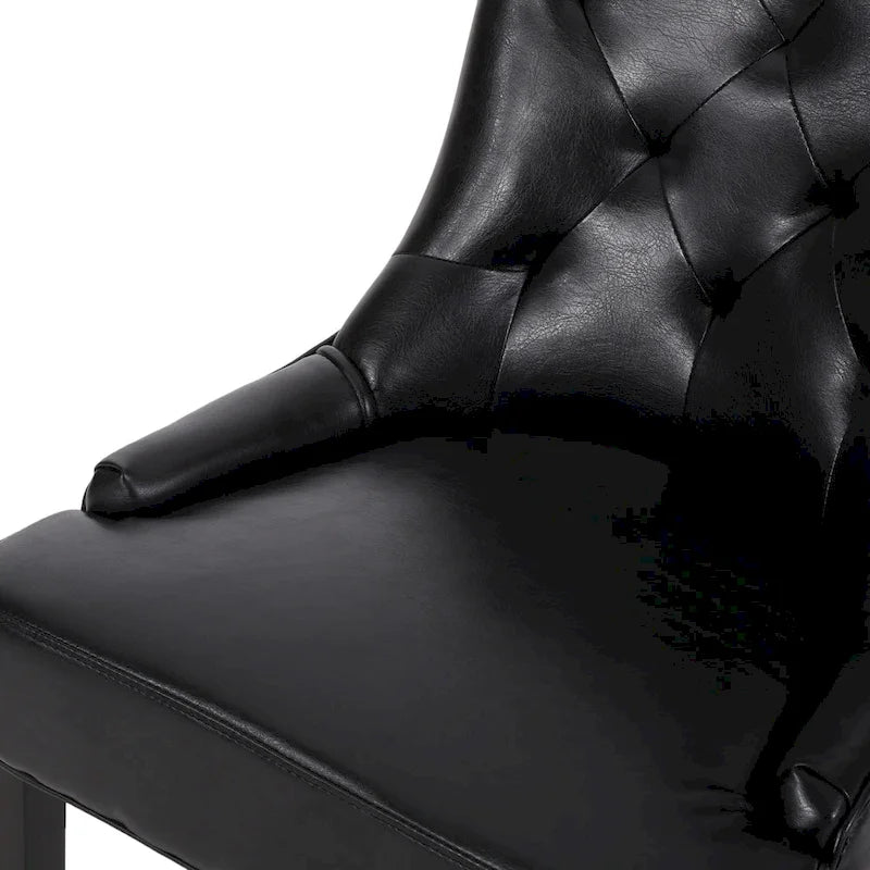 Sedia da pranzo trapuntata in similpelle marrone scuro, set da 6