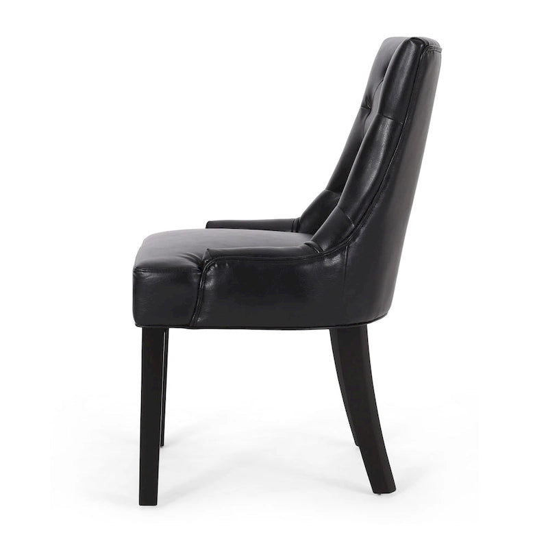 Sedia da pranzo trapuntata in similpelle marrone scuro, set da 6