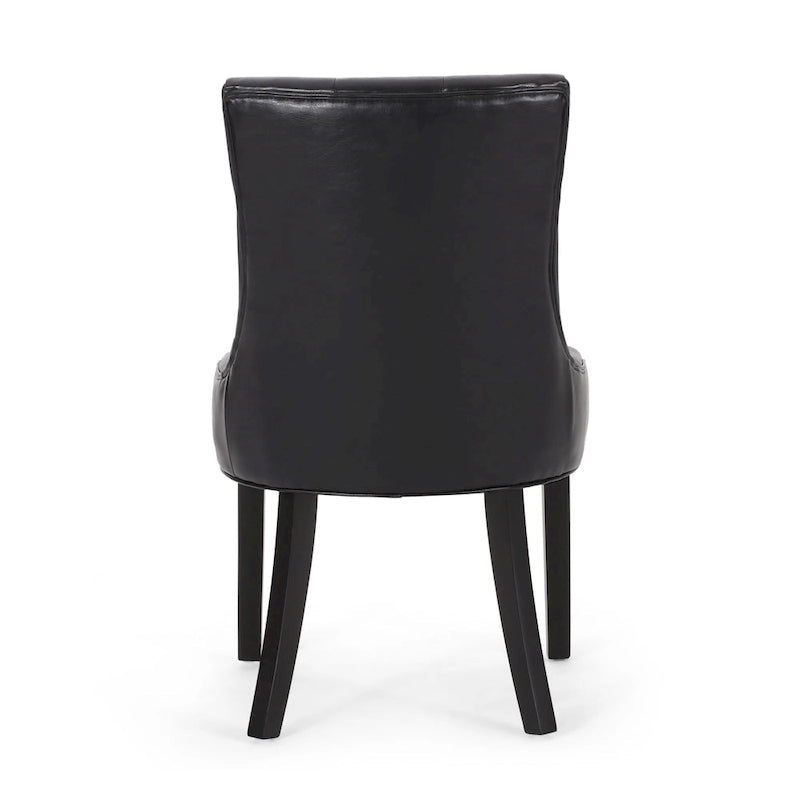Sedia da pranzo trapuntata in similpelle marrone scuro, set da 6