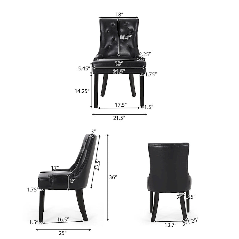 Sedia da pranzo trapuntata in similpelle marrone scuro, set da 6