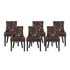 Sedia da pranzo trapuntata in similpelle marrone scuro, set da 6