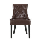 Sedia da pranzo trapuntata in similpelle marrone scuro, set da 6