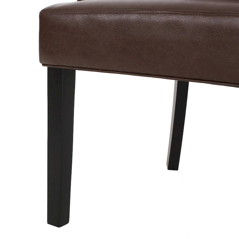 Sedia da pranzo trapuntata in similpelle marrone scuro, set da 6