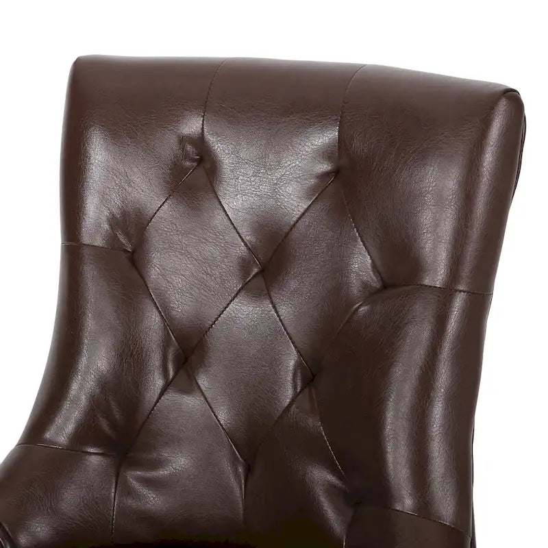 Sedia da pranzo trapuntata in similpelle marrone scuro, set da 6