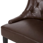 Sedia da pranzo trapuntata in similpelle marrone scuro, set da 6