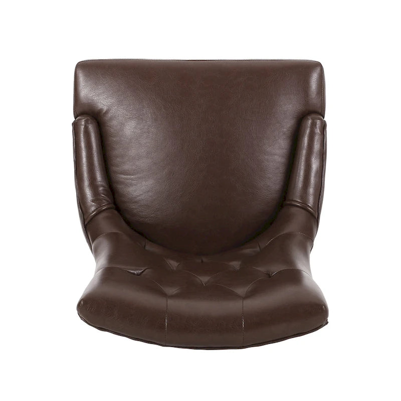 Sedia da pranzo trapuntata in similpelle marrone scuro, set da 6