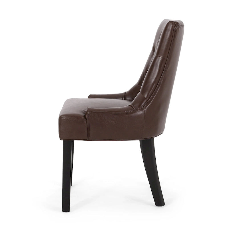 Sedia da pranzo trapuntata in similpelle marrone scuro, set da 6
