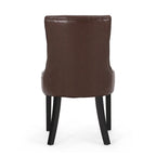 Sedia da pranzo trapuntata in similpelle marrone scuro, set da 6