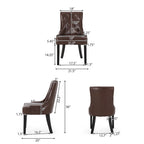 Sedia da pranzo trapuntata in similpelle marrone scuro, set da 6