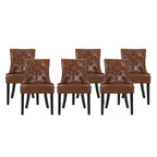 Sedia da pranzo trapuntata in similpelle marrone scuro, set da 6